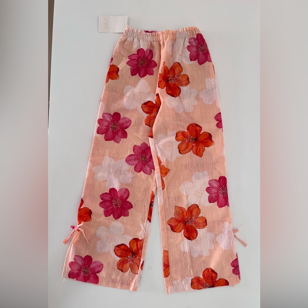 Girls Floral Pink Peach Pants